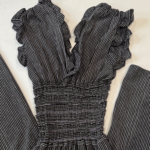 Max Studio Black and White Striped Jumpsuit - Picture 2 of 5